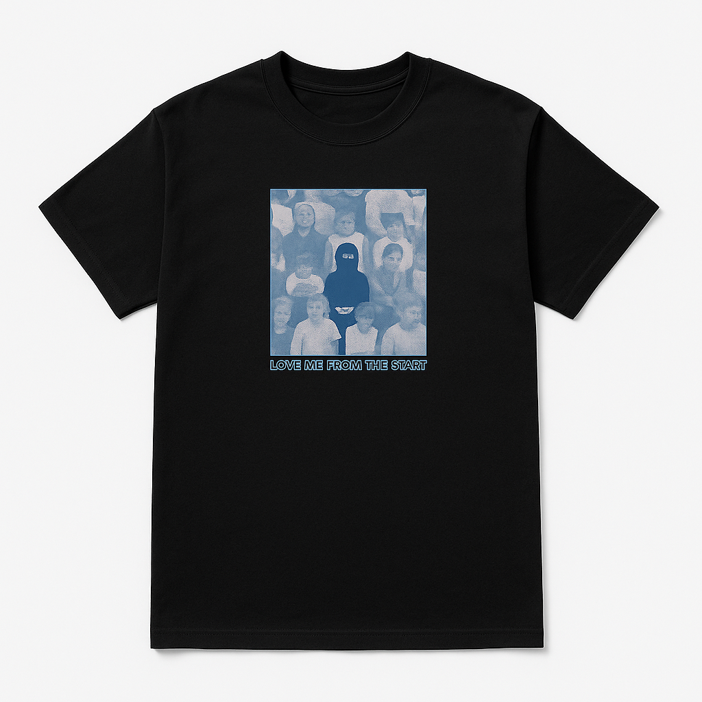 Black T-Shirt with Love Me From The Start Design